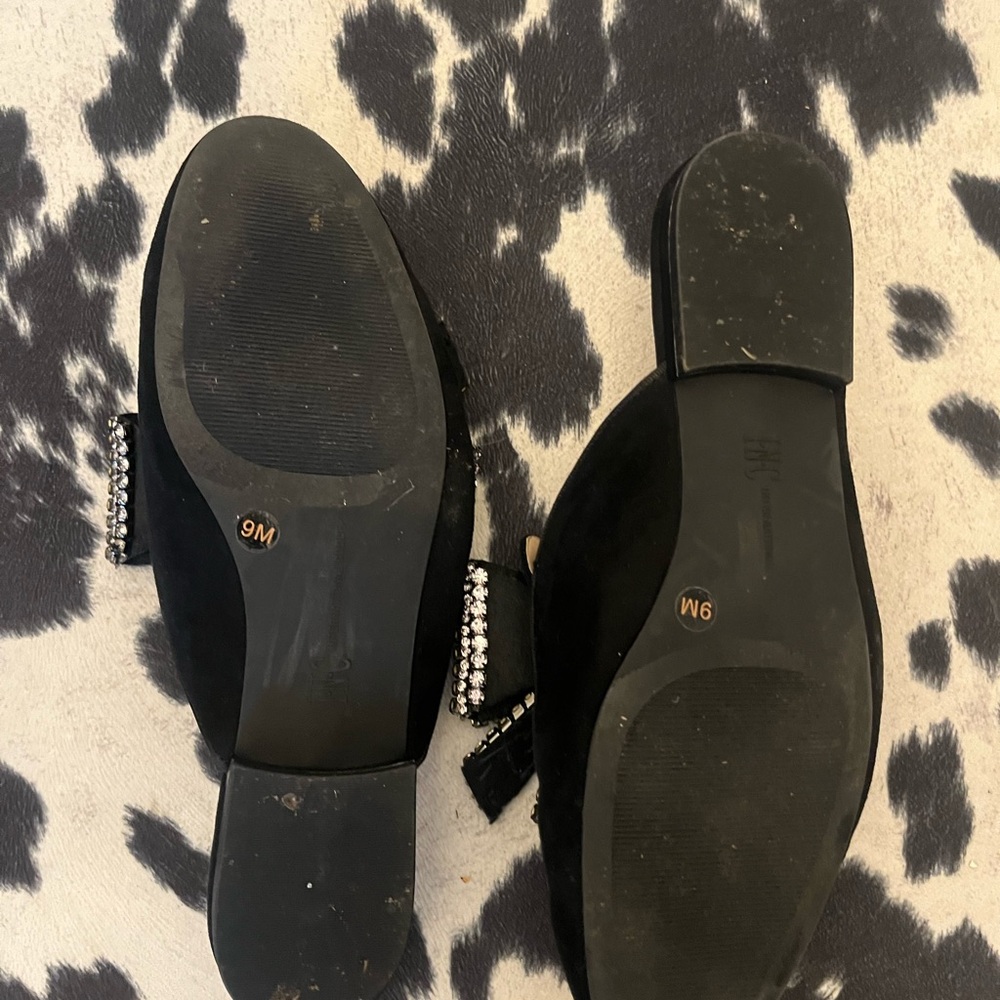 INC International Concepts Black and Silver Rhinestone Mules - Picture 2 of 4